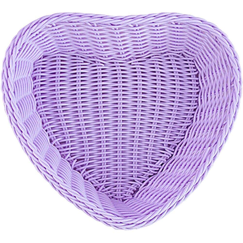 Sanfly Purple Vintage Home Decor Small Wicker Rattan Basket Heart Shape Basket Nordic Storage Fruit Basket For Wedding Party Decor