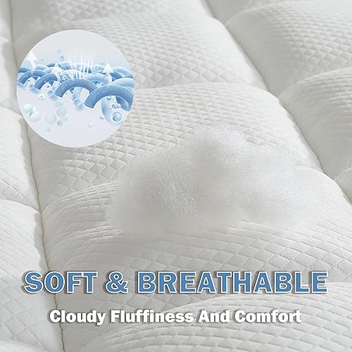 Miniatura 2 de Cubrecolchón tamaño matrimonial, almohadilla refrescante para cama, funda gruesa para el dolor de espalda, relleno alternativo de plumón suave,