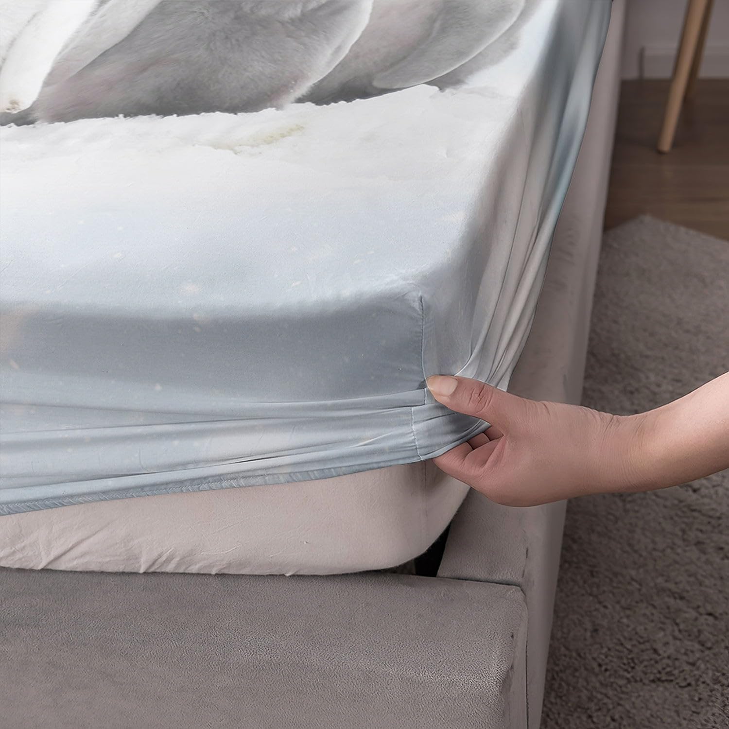 Penguin Sheets Set 4Pcs for Kids,Penguin Printed Sheet Set with 1 Flat Sheet and 1 Fitted Sheet + 2 Pillowcases(Penguins Full)