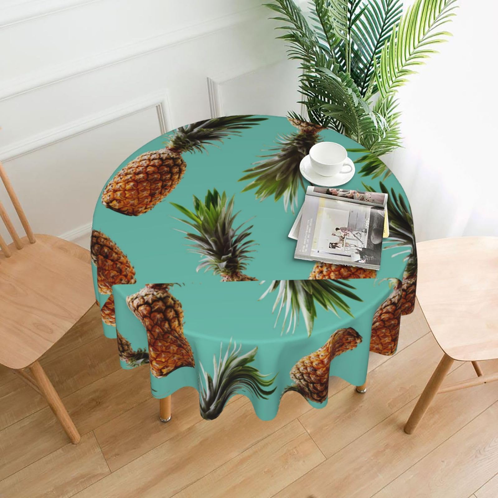 ALYYDFFALYYDFF Tropical Style Hipster Pineapple Summer Retro Round Table Cloth Cover Home Decor Tablecloth for Indoor Outdoor Kitchen Party