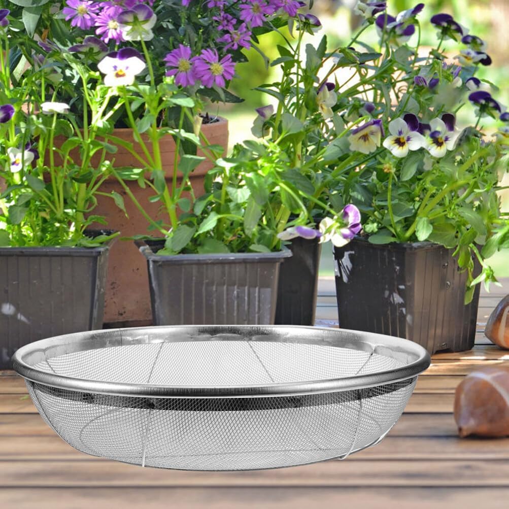 Baluue Dirt Garden Sieve Soil Sifter Stainless Steel Sifting Pan Soil Sand Sieve Compost Sifter for Compost Dirt and Potting Soil