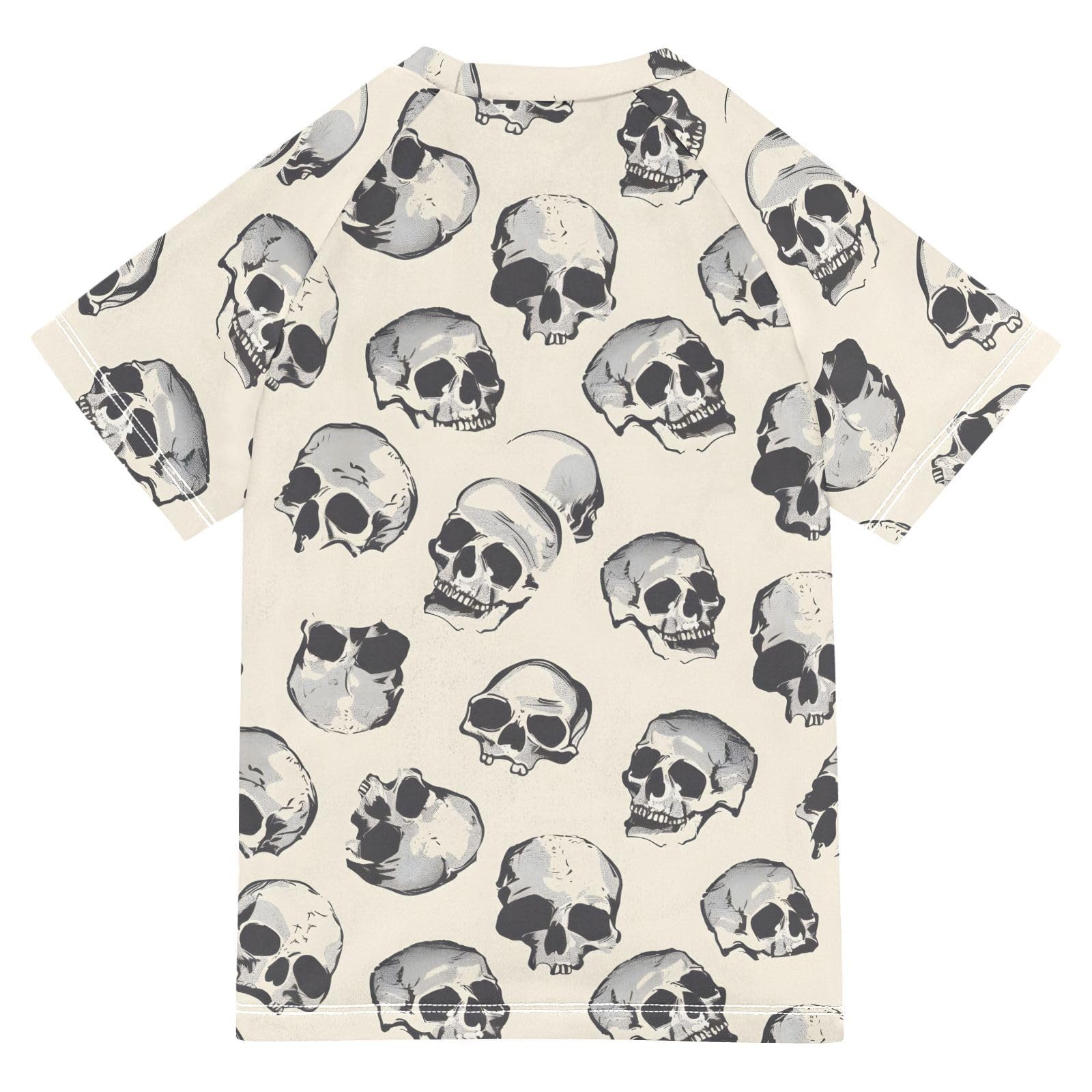 Boys Rash Guard Short Sleeve Swim Shirts for Boys Skulls Watercolor Sun Protection 7-8T