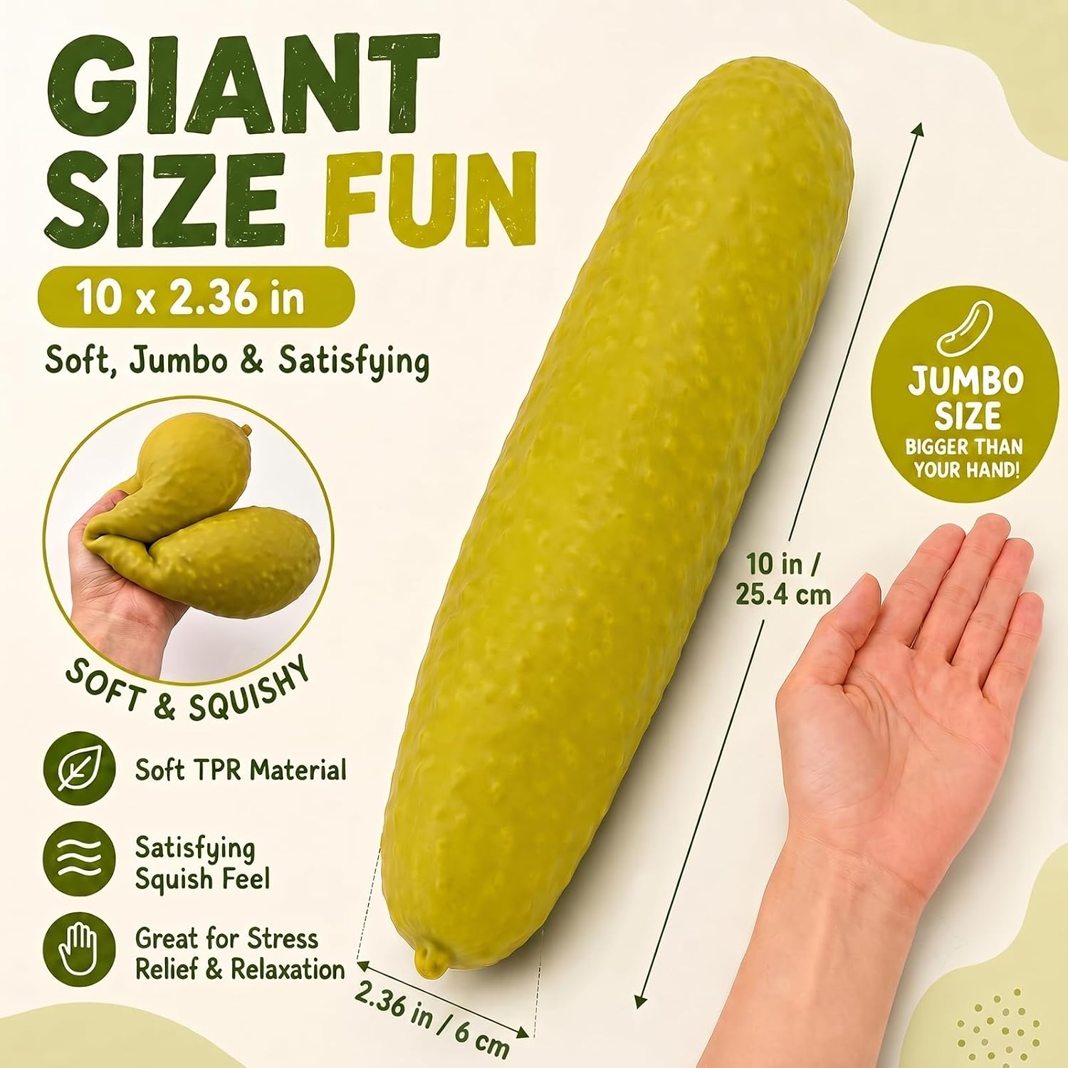 Giant Pickle Squishy for Adults Stress Relief, Soft TPR, 10 in image 5