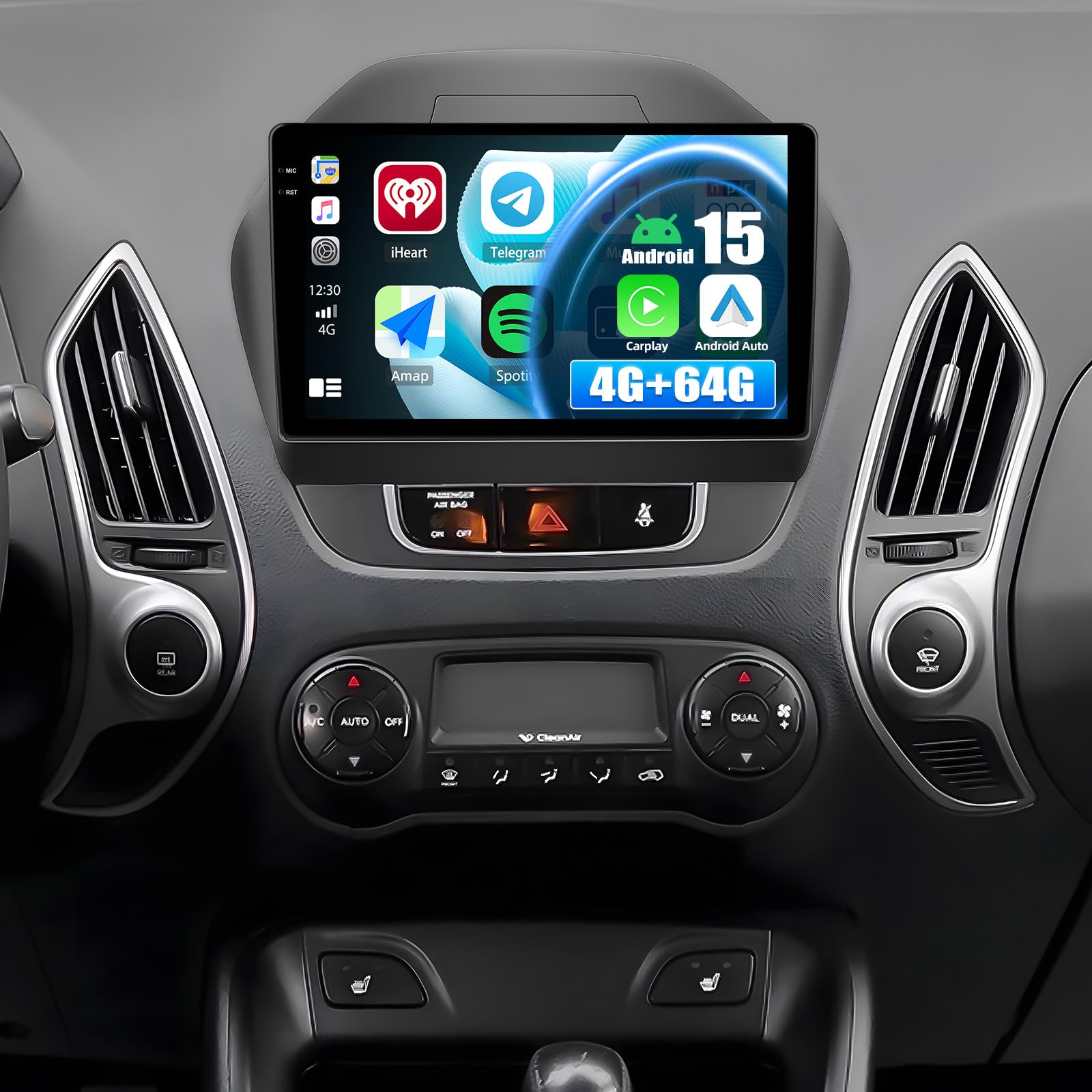 CAMECHO 4 + 64 G 10 cali Android 15 radio samochodowe do Hyundai IX35 2010-2015 z bezprzewodowym Carplay, Android Auto, nawigacja GPS, radio ekran dotykowy HD z Bluetooth WiFi RDS FM + kamera cofania