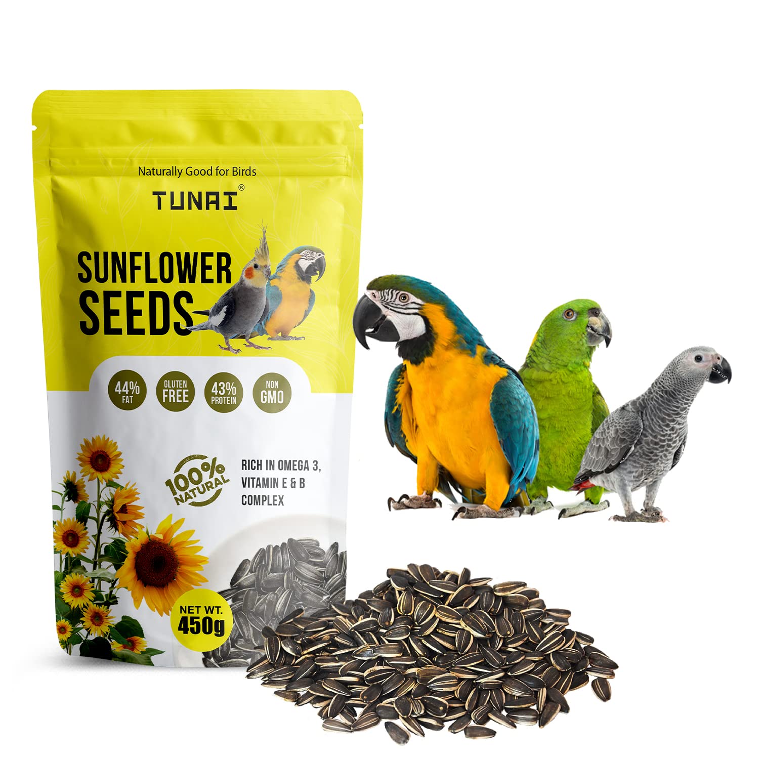 Tunai Sunflower Seeds | 450g | Perfect Fat & Oil Rich Bird Food for Conures, Eclectus, Senegals, Caique Parrots, Cockatiels, Small Conures, Quaker Parrots, Amazons, Cockatoos, Macaws, Grey Parrot (B0BJVYL75P) Amazon Price History, Amazon Price Tracker