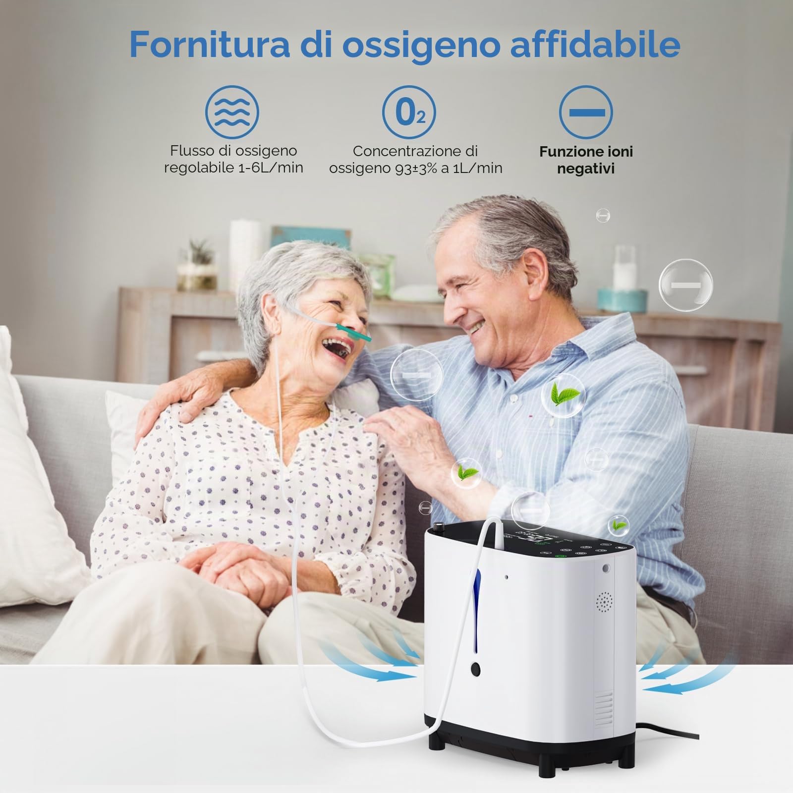 Concentratore di ossigeno portatile, dispositivo di ossigeno per casa, 90%, concentrazione regolabile da 1 a 6 l/min, dispositivo di ossigeno, concentratore di ossigeno, portatile, telecomando, casa e