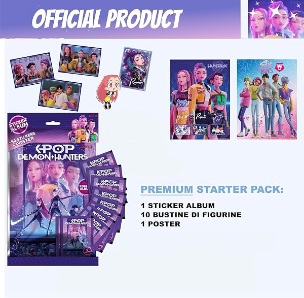 Generico KPOP DEMON HUNTERS Album + 10 Bustine di Figurine + Poster - Premium Starter Pack - 2