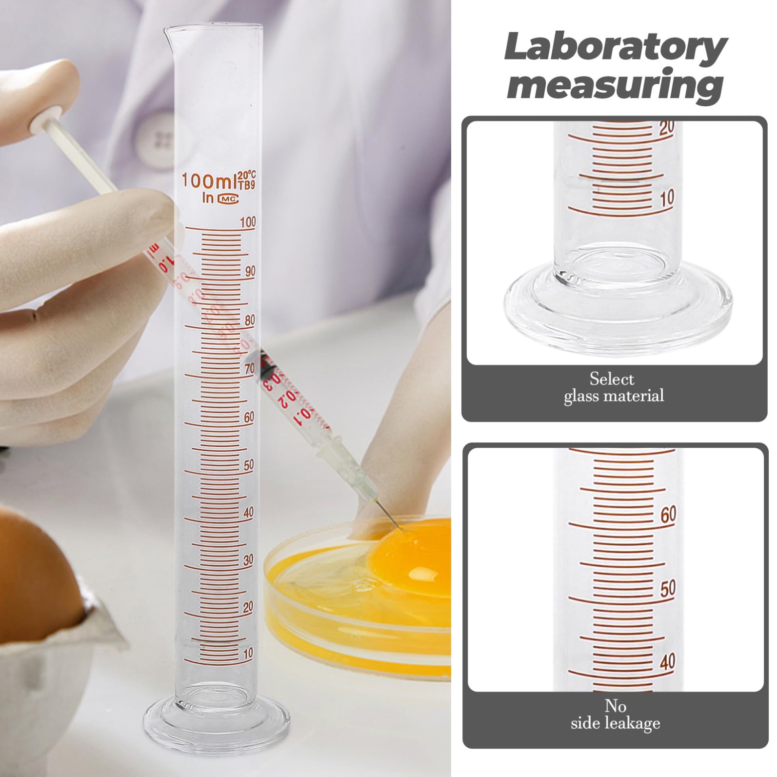 POPETPOP Set 9 Pezzi Vetro da Laboratorio Becher Graduato, Cilindro Graduato in Vetro e Bottiglia Conica, Scala Chiara per Misurazioni Precise, per Esperimenti Scolastici e Chimica