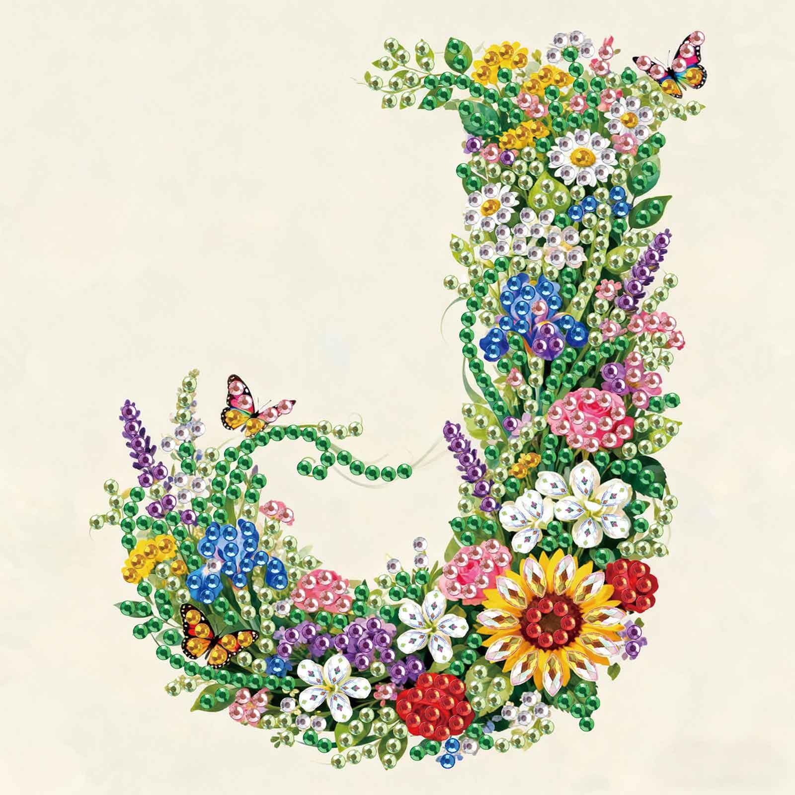 5D Diamond Art Kits - Floral Alphabet Designs -11