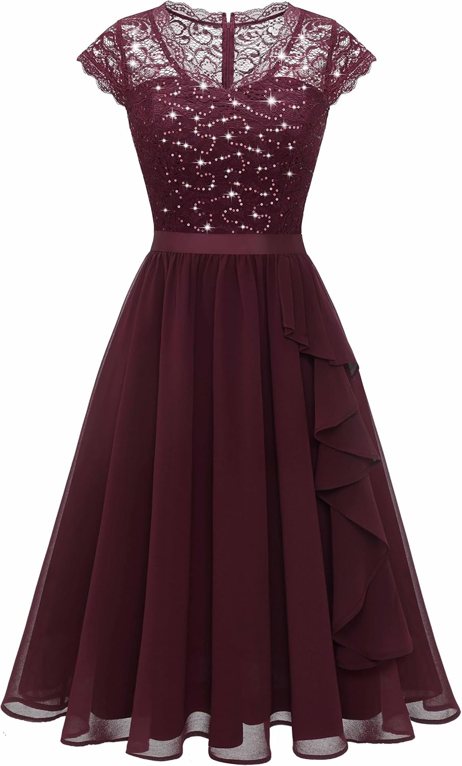 Wedtrend Women's Sequin Dress Short Cocktail Dresses Ruffle Wedding Guest Dress Sparkly Formal Dresses