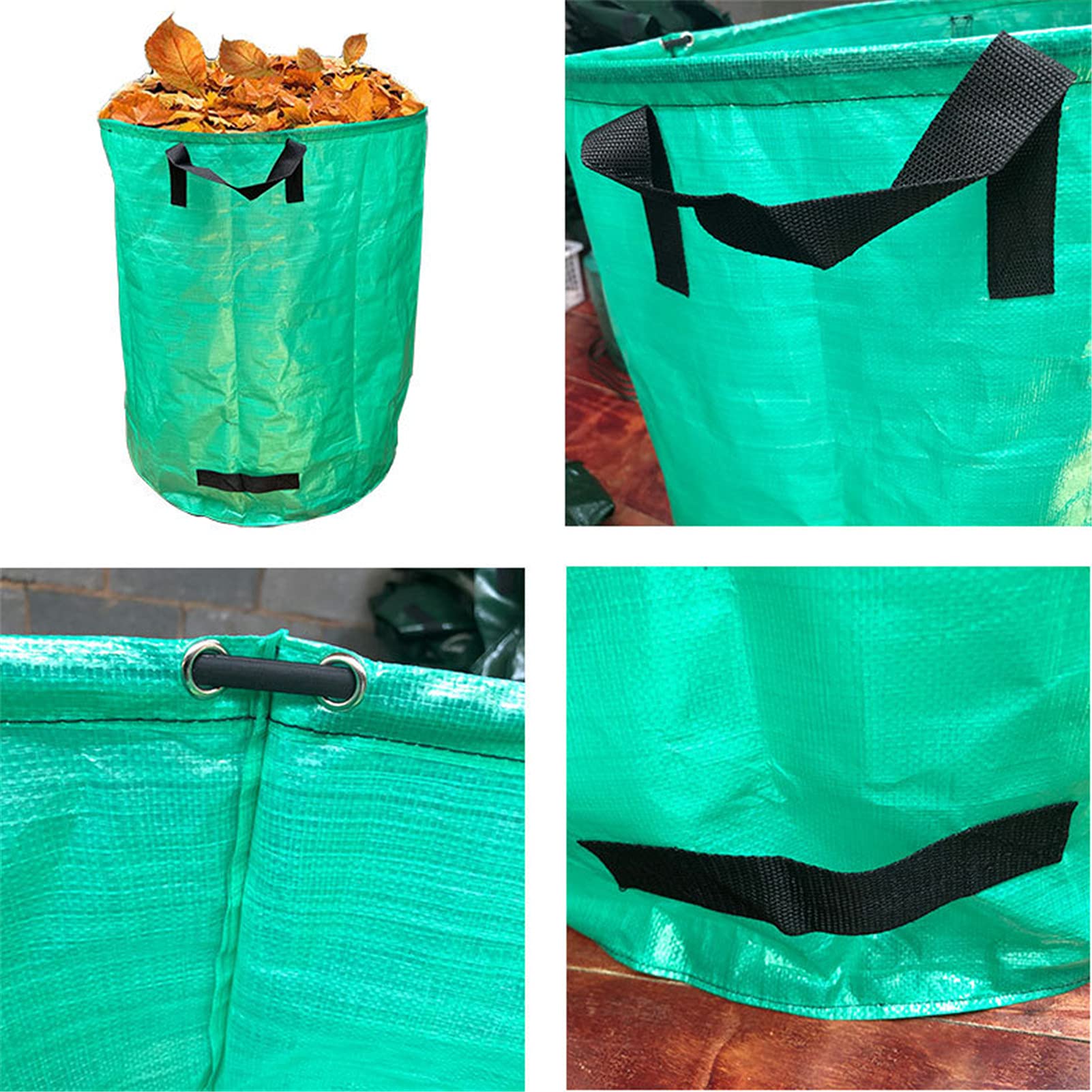 Sac De Jardin Réutilisable, Sacs À Déchets De Jardin Robustes 120L,Sacs À Ordures Étanches avec Poignées,pour Les Feuilles, l'herbe Coupée Et Les Mauvaises Herbes,Vert,3PCS