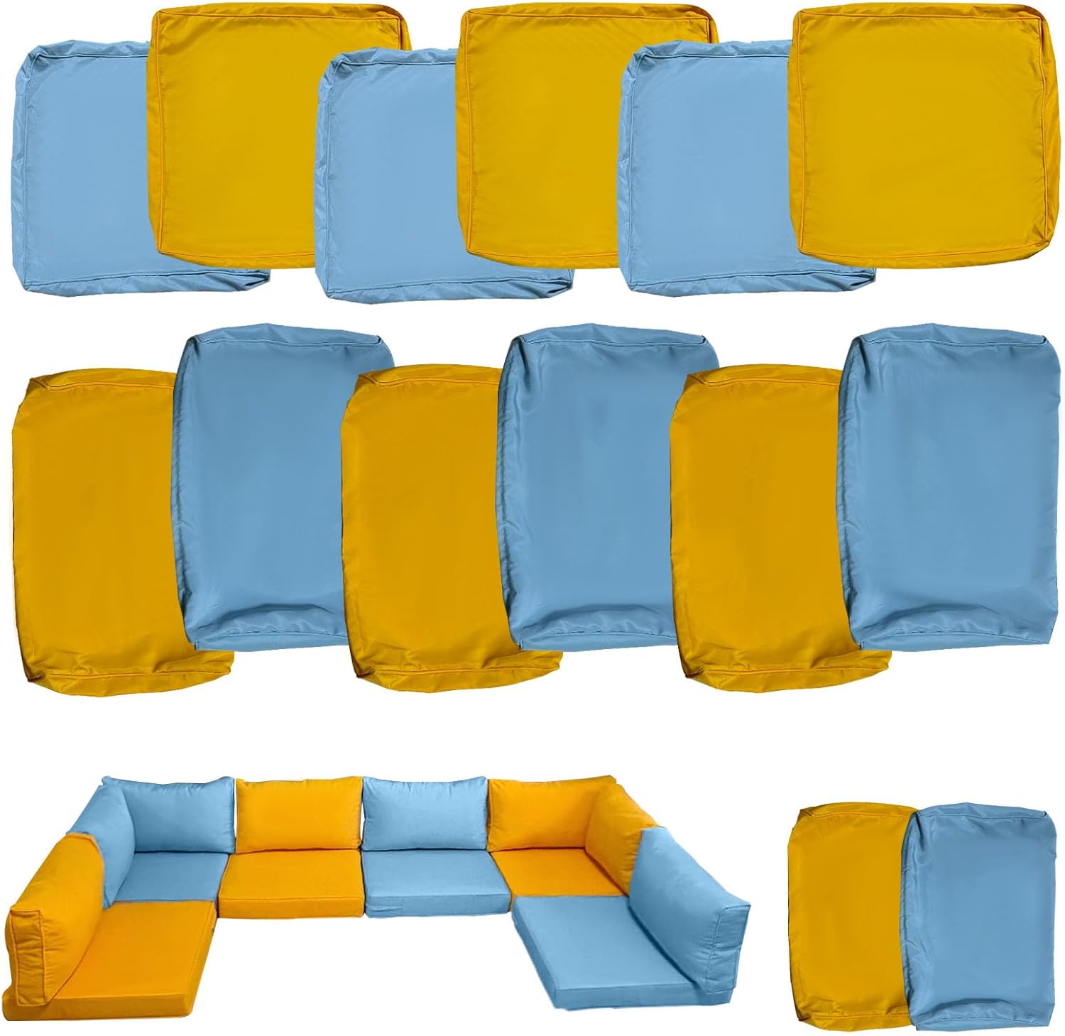 Outdoor Cushions Covers for Patio Furniture, Patio Cushion Covers Replacement with Zipper, Outdoor Cushion Covers Waterproof & Fade Resistant,14 Pieces (Navy Blue, 25.6x25.6x4inch)