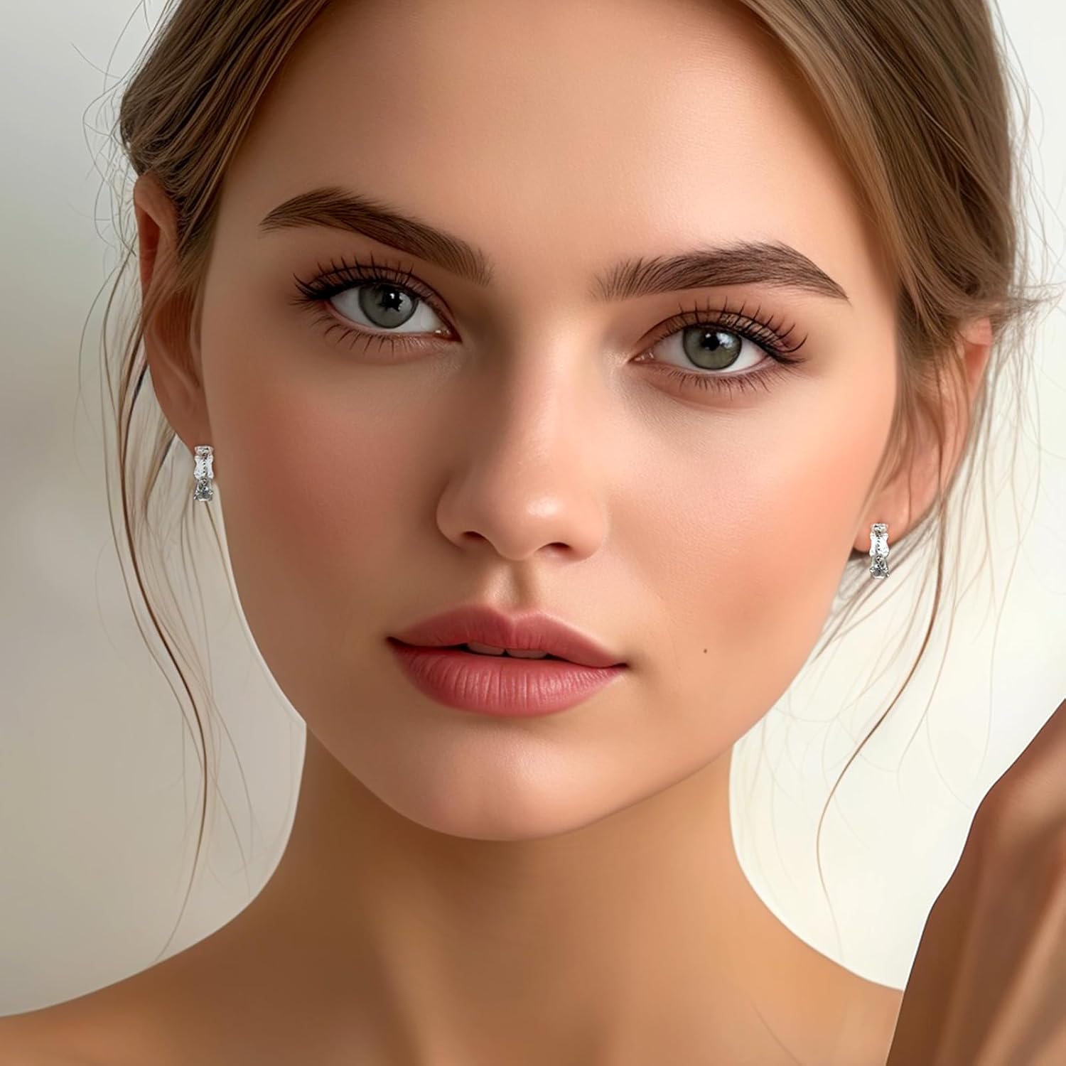 925 Sterling Silver Hoop Earrings for Women Small Chunky Huggie with Letter “Chanceux” Hoops for Daily - Image 3