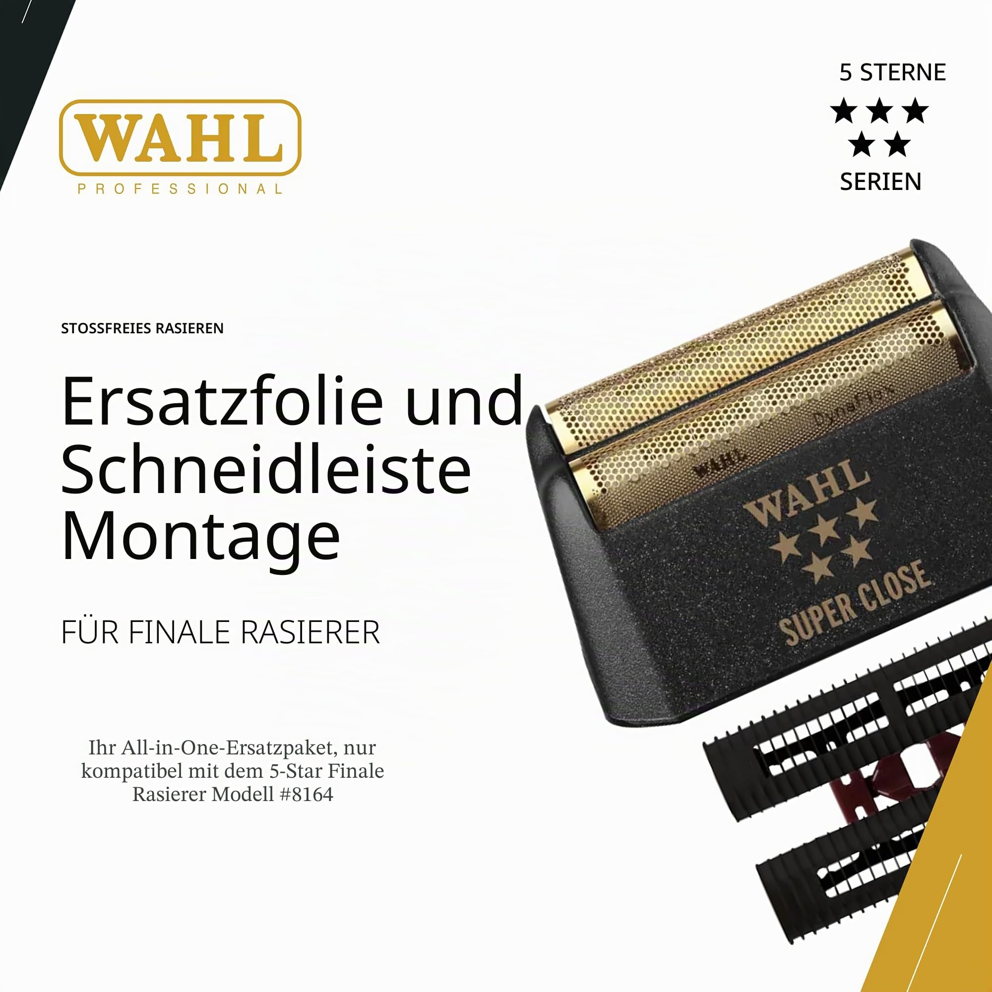 Wahl Professional 5-Stern-Serie Finale folie und Cutter Bar Montage #7043 - Hypoallergen f眉r supernahe und sto脽freie Rasur - Schwarz