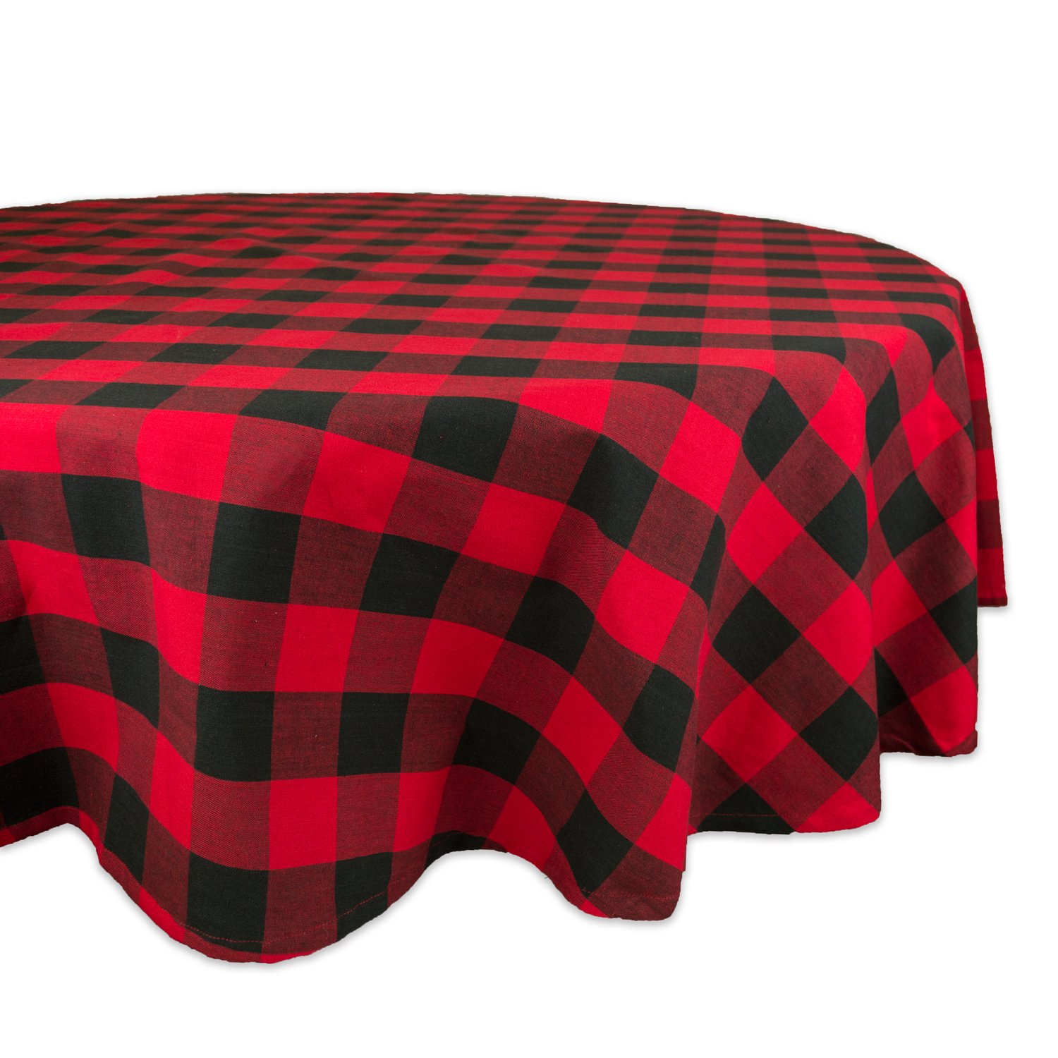 DII Buffalo Check Collection Classic Farmhouse Tablecloth Cotton Red/Black Tablecloth, 70" Round