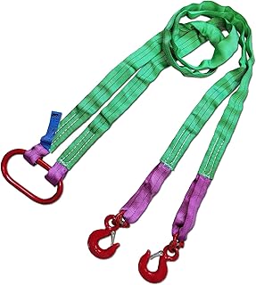 Two Leg Bridle Web Sling 6.5ft 4410lb Web Slings Belt Type with hook2.0 m 2000 kg Lightweight and Flexible Capacity Steel Sling[2leg 2.0 t]