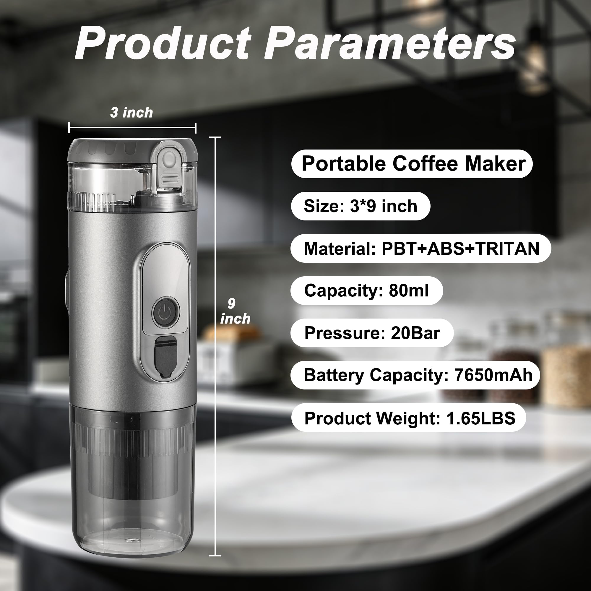 Przenośny elektryczny ekspres do kawy, podróżny ekspres do kawy, 20 bar, mini espresso, samonagrzewający się, kompatybilny z mieloną kawą i kapsułką NS, na kemping, do kampera, wędrówek