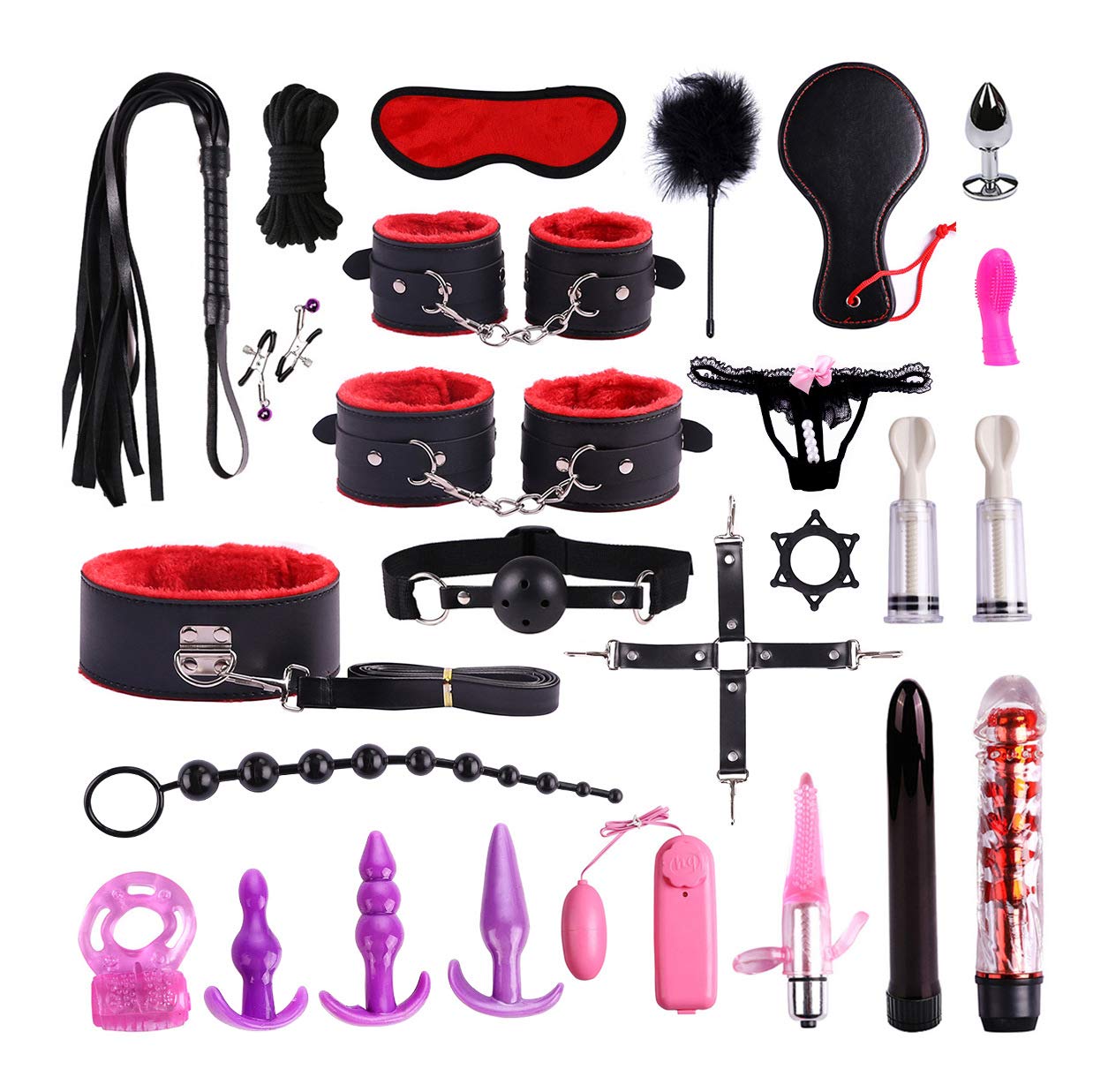 Ensemble romantique complet de 26 pièces, cadeau spécial pour une petite amie - Ensemble noir et rouge