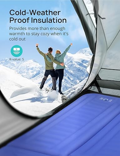 Miniatura 7 de Colchoneta de dormir para camping, de 5.5 pulgadas de grosor extra, colchoneta inflable ultraligera con almohada con bomba de pie integrada, colchón