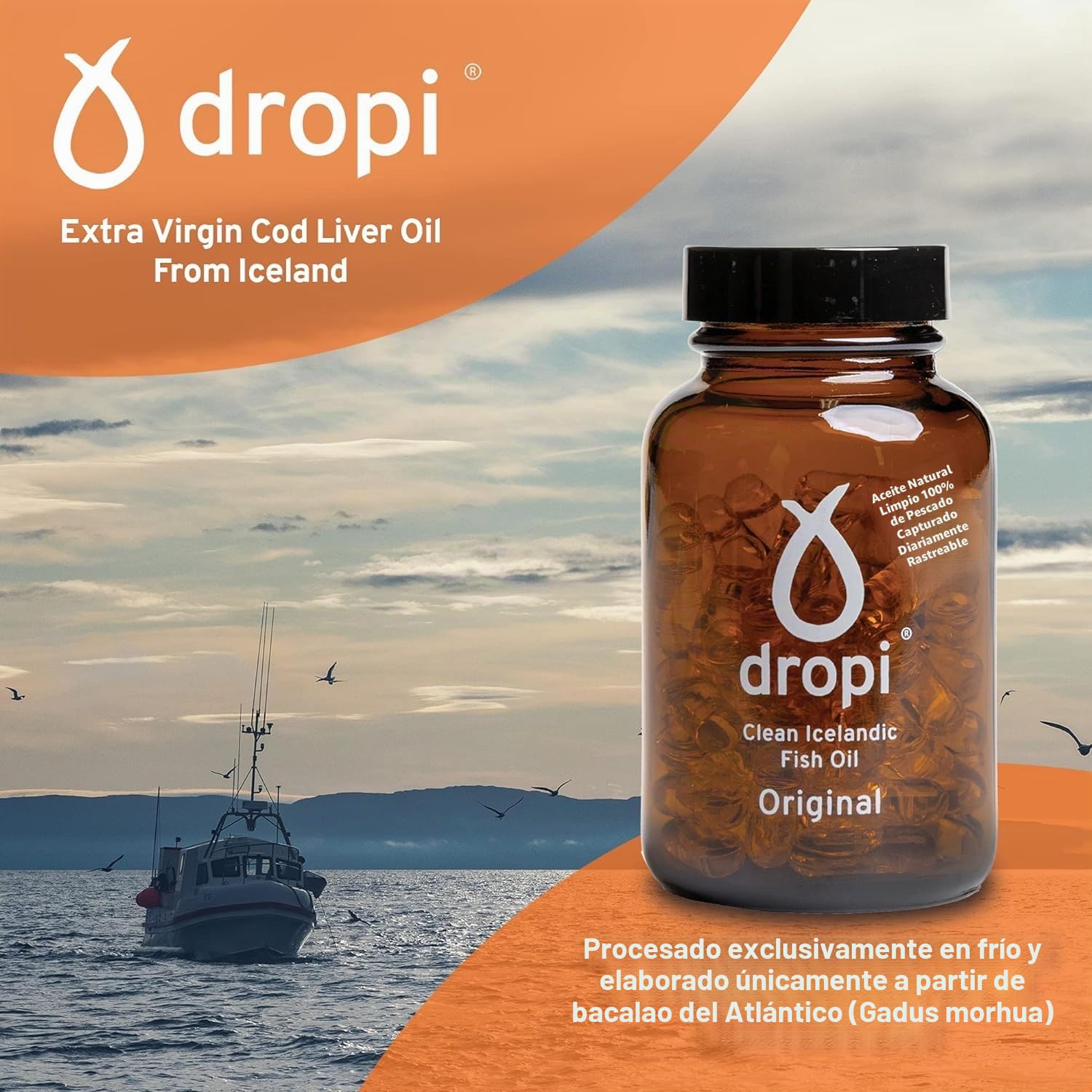 Dropi Puro Icelandic Cod Hígado Óleo - Exceso Virgen 180 cápsulas