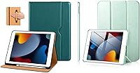 Vista 1 de DTTO Funda de cuero para iPad de 9ª/8ª/7ª generación de 10.2 pulgadas 2021/2020/2019 con funda delgada de triple pliegue con patrón de seda, verde