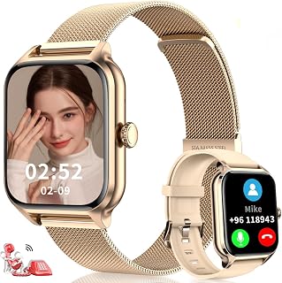 Yaahoony Smart Watch, 1.81" Touch Screen Smartwatch for Women (Beige and Gold) Fitness Tracker with Step Calorie Counter/Sleep Monitor-Call Receive/Dial Watch Compatible with iOS and Android Phones