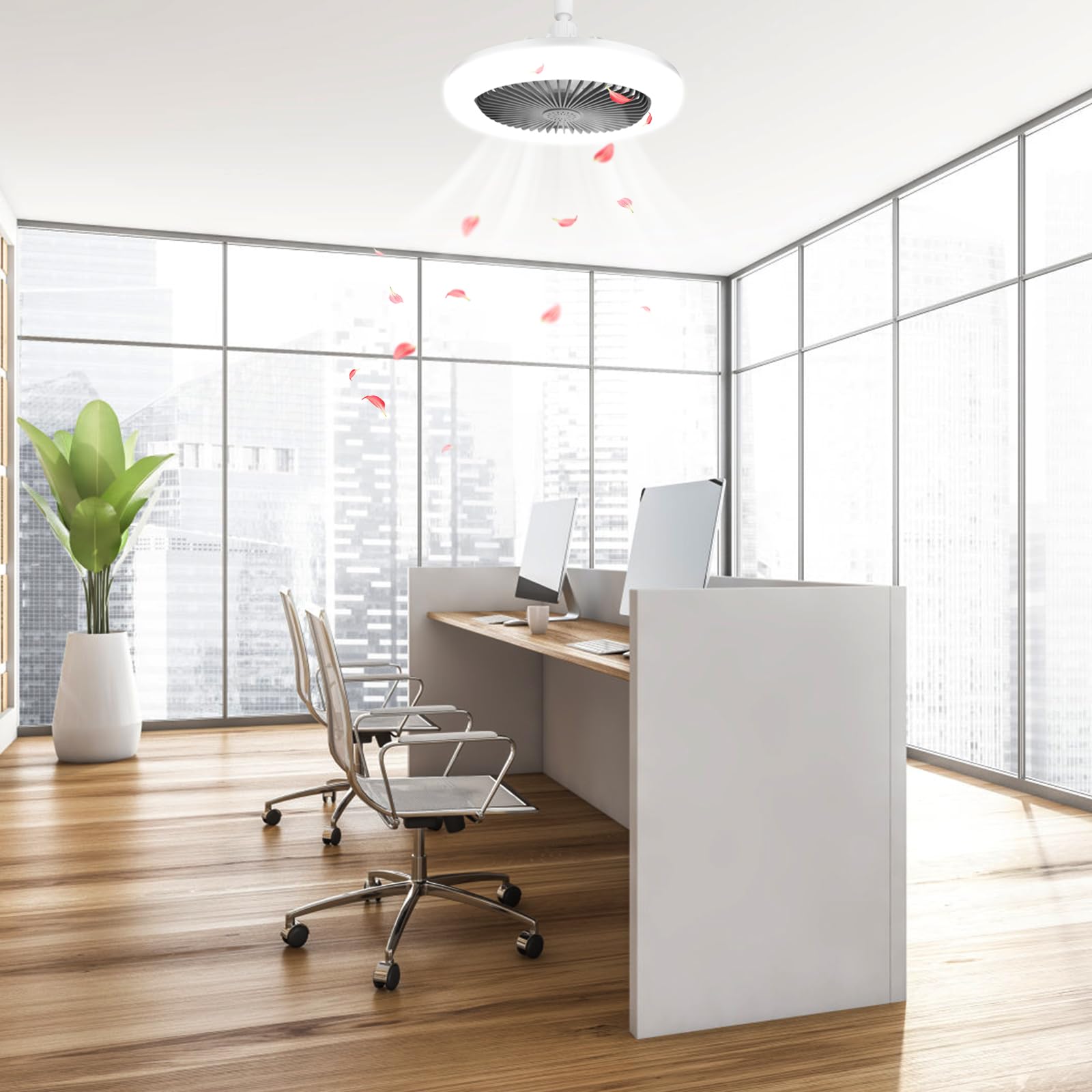 Ventilador de Techo con Luz LED Regulable 30W, E27 Lampara y control remoto, 3 Velocidades, Ventilador Moderno Silencioso para Dormitorio