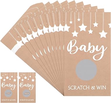60 Pcs Baby Shower Games Rustic Scratch off Cards Raffle Ticket for Baby Shower Party Games Activity Supplies Birthday Wedding Favor