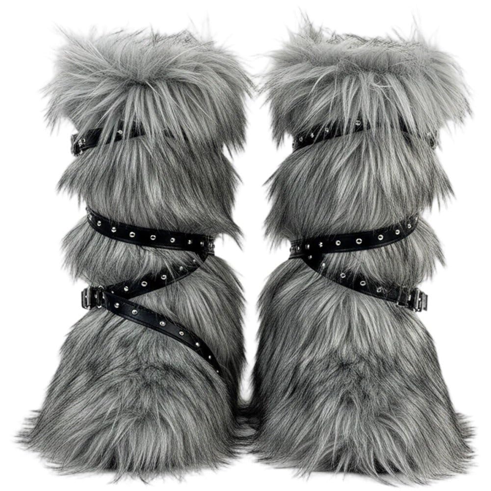 Bottes hautes en fausse fourrure femme : chaussures d'hiver moelleuses et bottes de neige