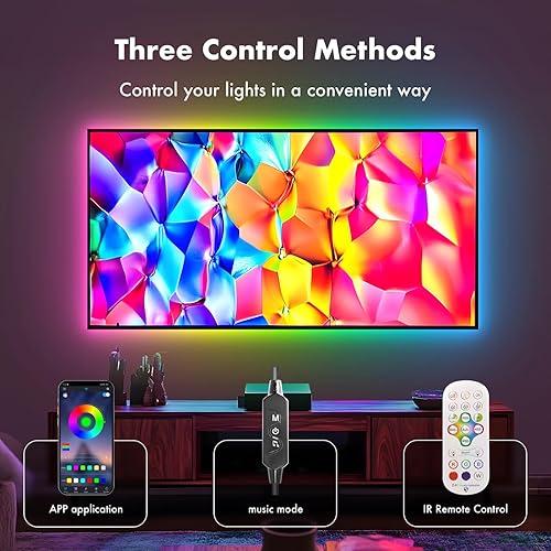 Miniatura 3 de Luces LED para TV, retroiluminación RGB para TV, luces LED de 16.4 pies para televisores de 45 a 75 pulgadas, sincronización de música, aplicación