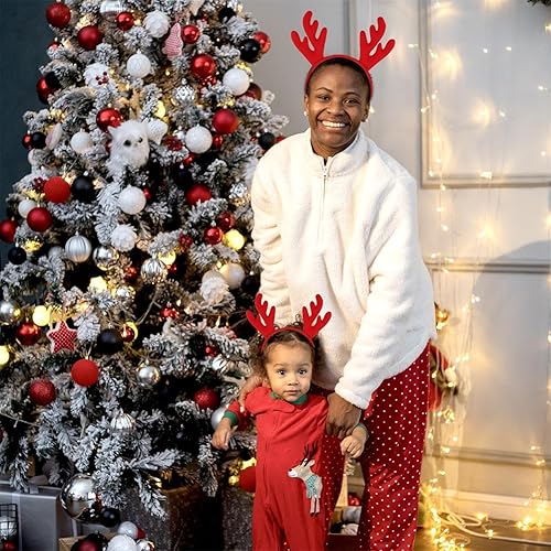 Miniatura 6 de Beviliu Diadema de cuernos de reno, diadema de orejas de animales para Navidad, Halloween, fiesta de disfraces, cosplay, cuernos de ciervo, diadema