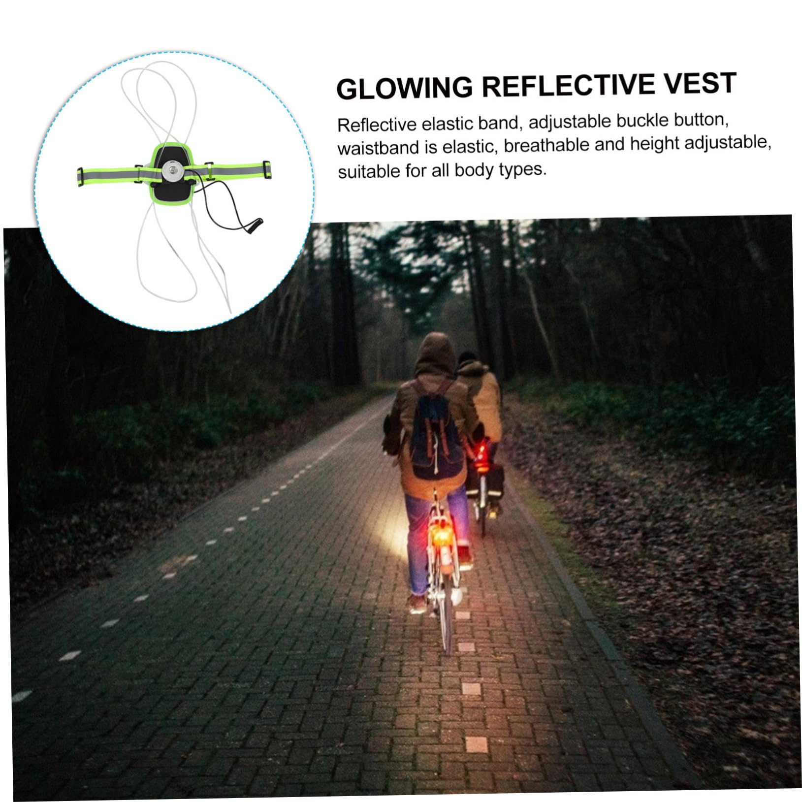 UPKOCH Gilet Riflettente Luminoso Ricaricabile 1200mah in Poliestere ABS | Gilet di Sicurezza Fluorescente per Sicurezza, Modalità Multiple, Altezza Regolabile, Accessori Running per Notte