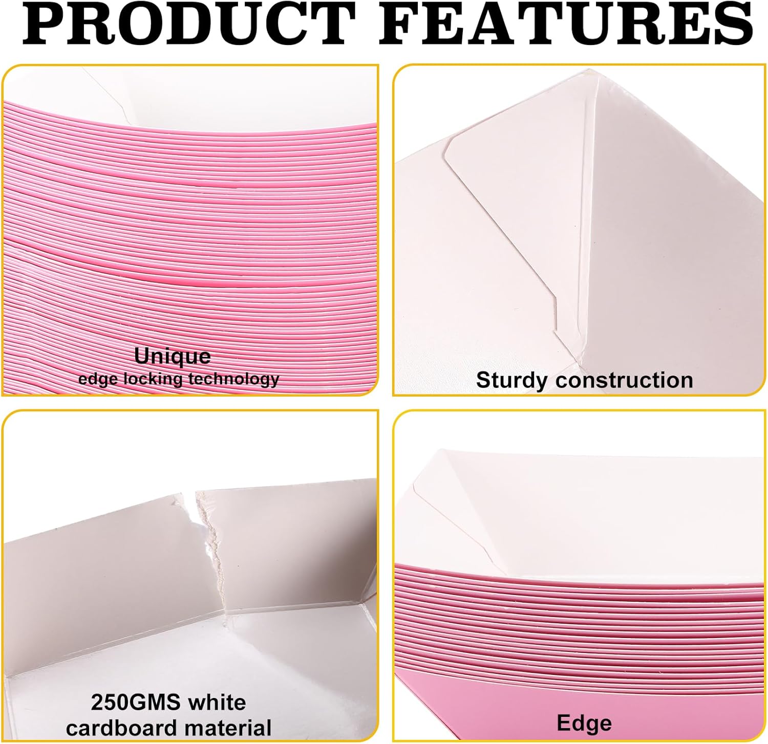 Paper Food Trays, 200 Pcs 2 Lb Disposable Food Boats - Pink Nacho & Hot Dog Trays for Party, Picnic, Carnival Supplies - Holds Nachos, Fries, Cheese Sauce thumbnail