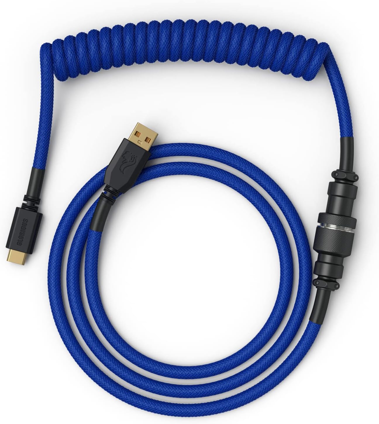 Glorious PC Gaming Race Coiled Cable Cobalt, USB-C auf USB-A Spiralkabel - 1,37m, blau