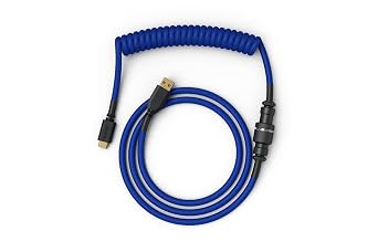GLORIOUS Coiled Keyboard Cable Coiled USB C Cable Artisan Braided Cables for Mechanical Gaming Keyboard Coiled Cable - Custom Keyboard Cable (Cobalt Blue)