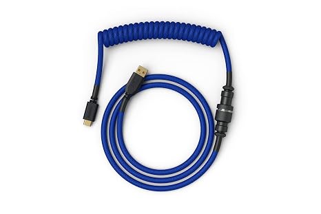 GLORIOUS Coiled Keyboard Cable Coiled USB C Cable Artisan Braided Cables for Mechanical Gaming Keyboard Coiled Cable - Custom Keyboard Cable (Cobalt Blue)