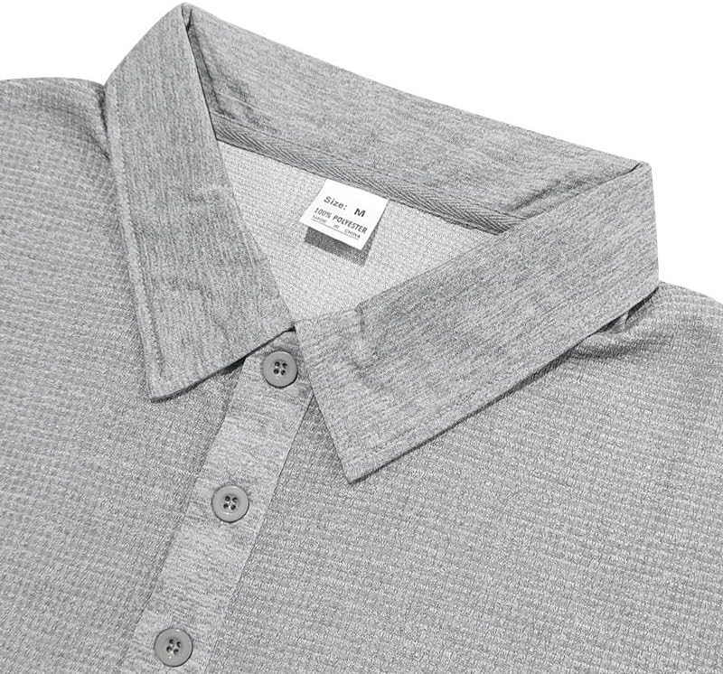 Men's Waffle Polo Shirt - Spring Autumn Long Sleeve 1/4 Button Casual Shirt for Vacation Everyday Wear - Image 4