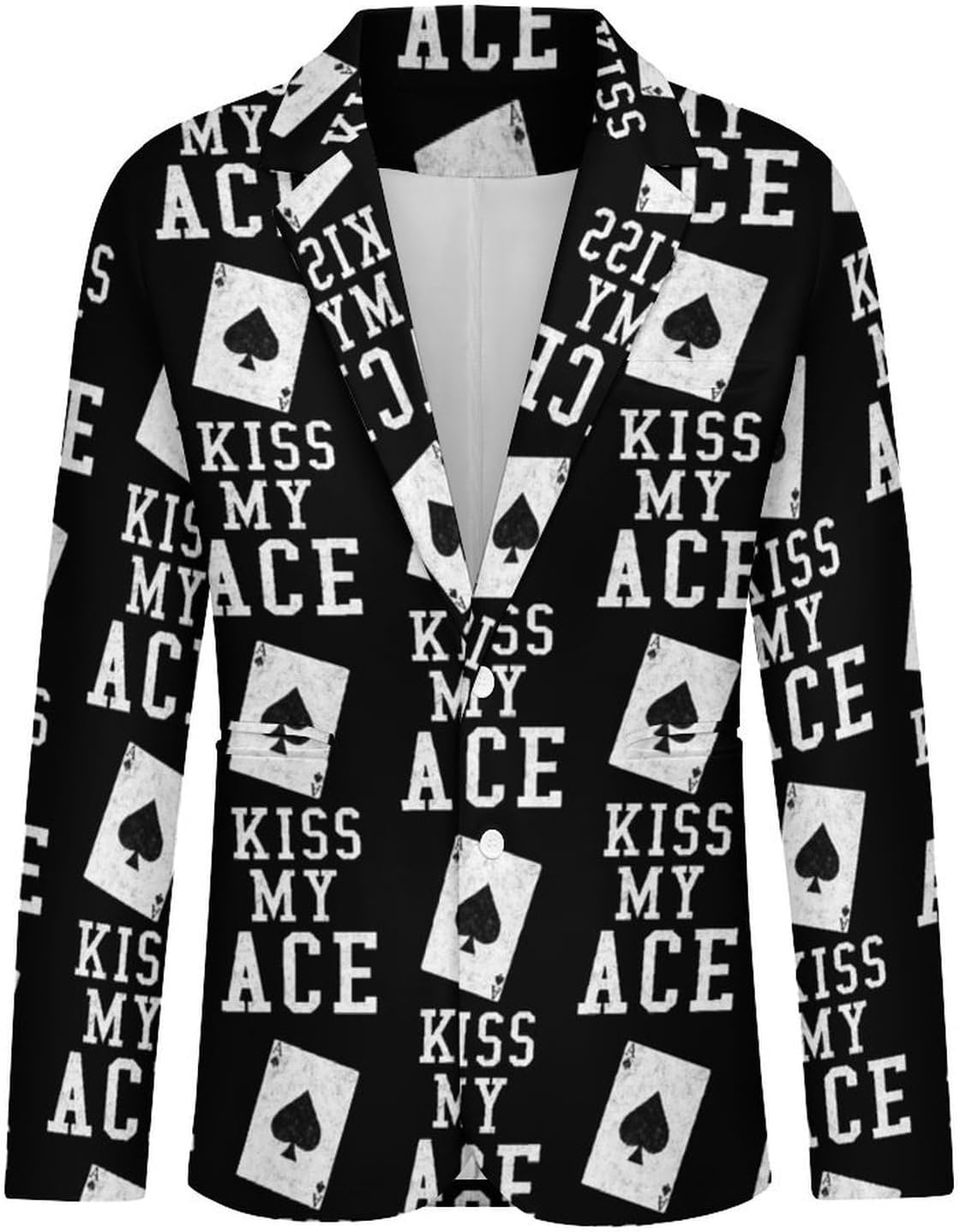 Kiss My Aces Poker Casino Men's Blazer Casual Suit Jackets Business Button Sport Coats