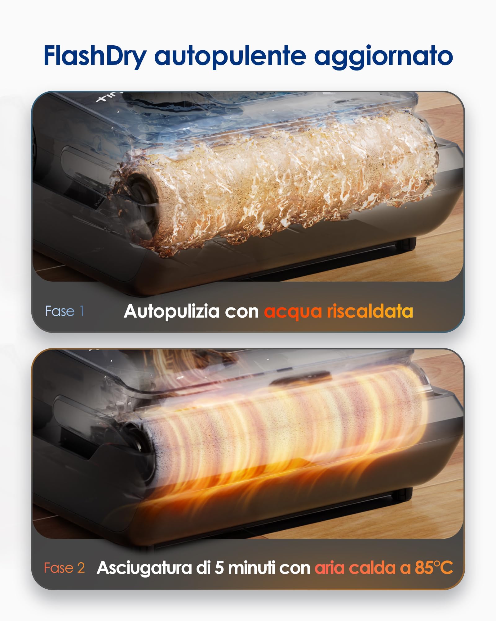 Tineco FLOOR ONE i6 Stretch, Aspirapolvere e Lavapavimenti 2 in 1, 20 000Pa, Design Piatto 180°, Anti-Groviglio, Autopulente, Asciugatura 85℃, 40 Min Autonomia, Batteria Pouch Cell