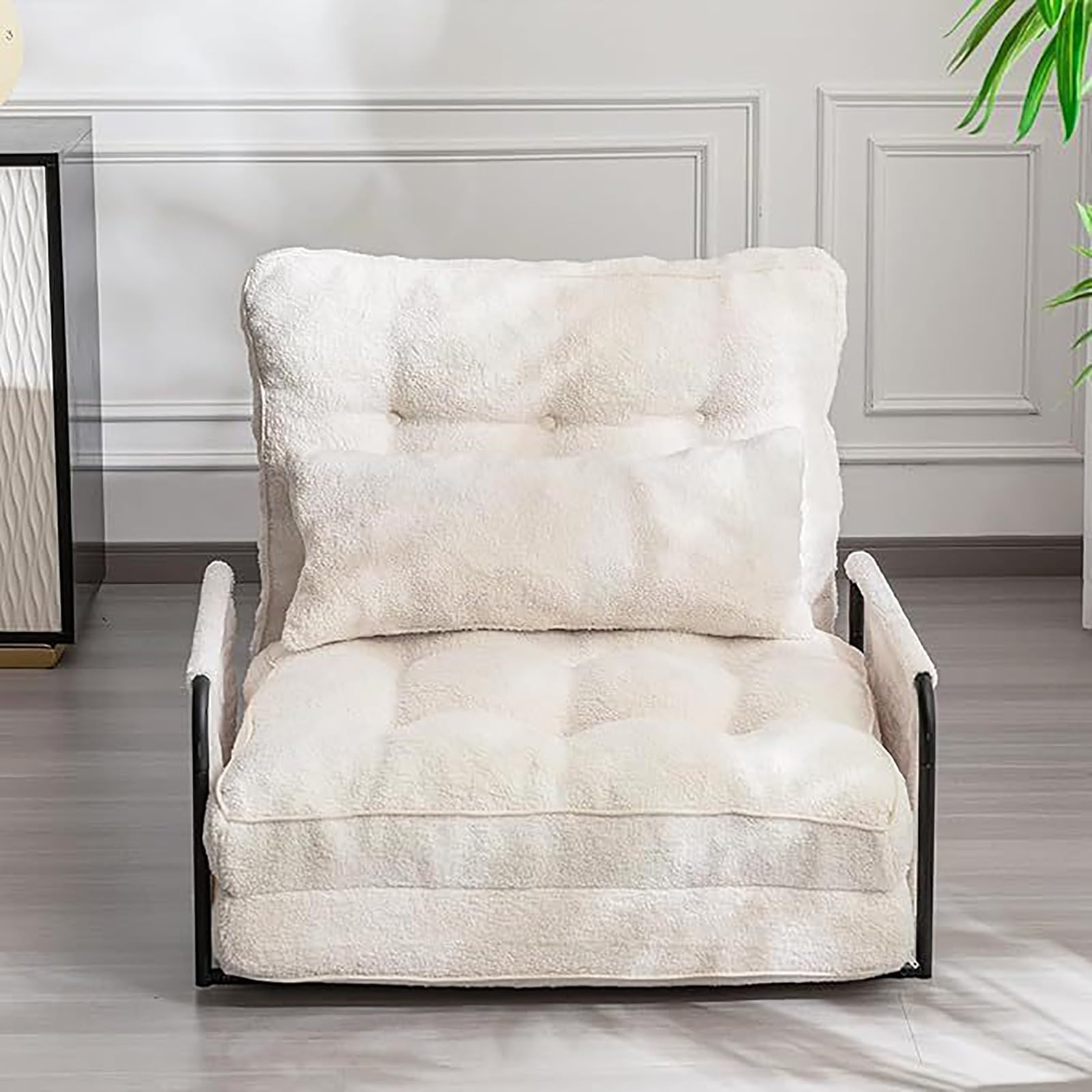 Regulowana sofa podłogowa z poduszkami, 5 poziomów, składana sofa z podłokietnikami, wielofunkcyjna do salonu i sypialni, wygodna konstrukcja worka do siedzenia