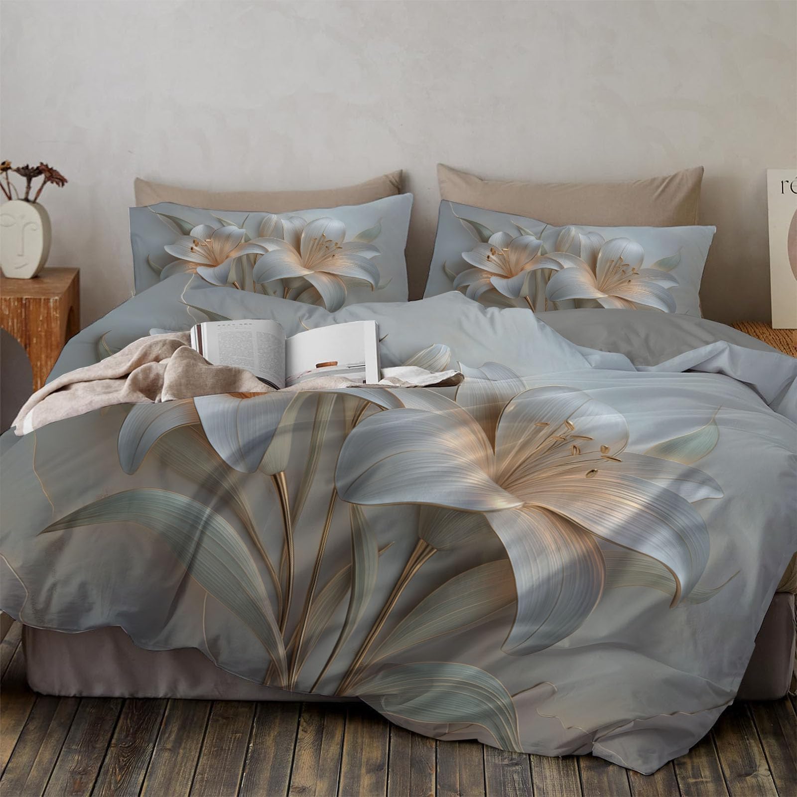 Copripiumino, Set di Biancheria da Letto Microfibra Pezzi, Parure Copri Piumino e Federa 50x75, Copritrapunta con Cerniera