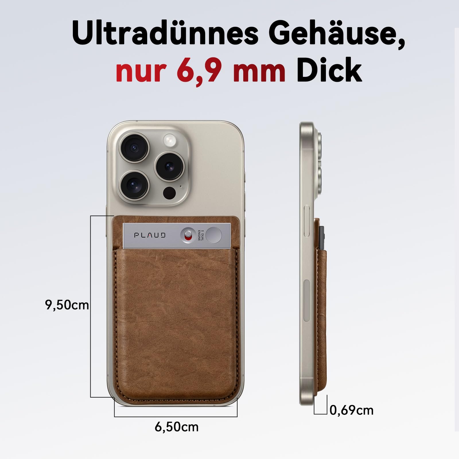 Diktiergerät Magnetische Hülle für Plaud Note, kompatibel mit Plaud Note KI Aufnahmegerät, tragbare Schutzhülle (Braun)