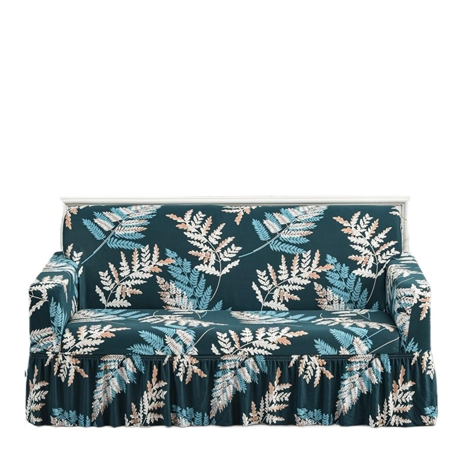 GCYEIDMA Skirt Sofa Cover 1pc Geometric Printed Seat Sofa Skirt Protector Stretch Couch Cover(Color 1,L (190-230cm))