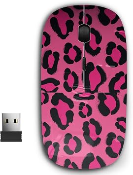 2.4G Ergonomic Portable USB Wireless Mouse for PC, Laptop, Computer, Notebook with Nano Receiver Hot Pink Leopard Animal Print
