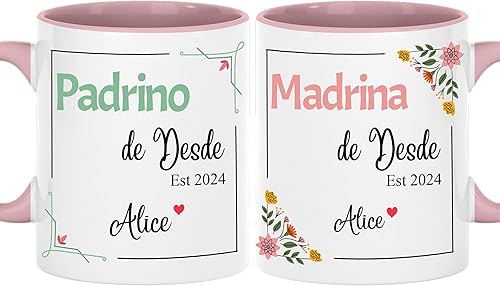 Miniatura 1 de Padrinos De Bautizo Propuesta Set 2 Tazas Café 11Oz, Quieres Ser Mis Padrinos De Bautizo, Quieres Ser Mi Madrina est 2024, Recuerdos De Bautizo Para