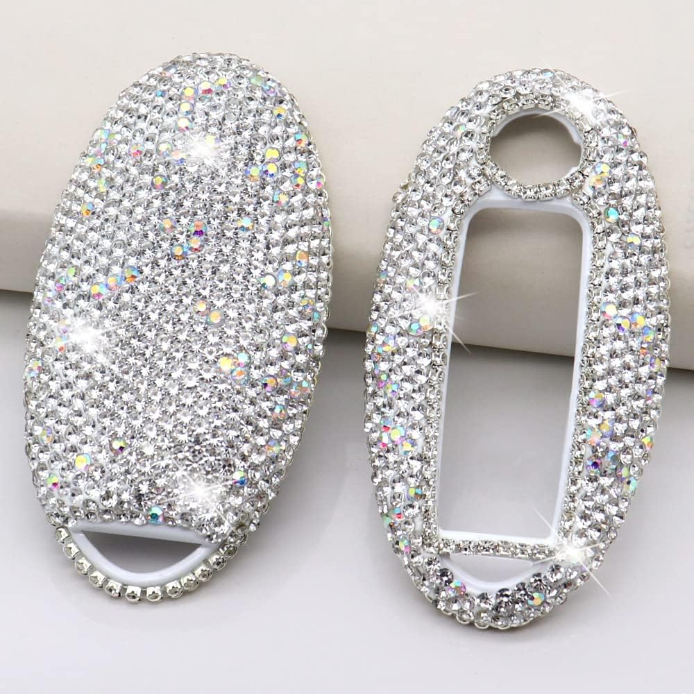 Key Fob Cover Compatible with Nissan Altima Maxima Murano Rogue Sentra Armada Sedan GTR Pathfinder Infiniti EX FX X G JX M Q QX Bling Crystal Diamond Key Shell (Silver)