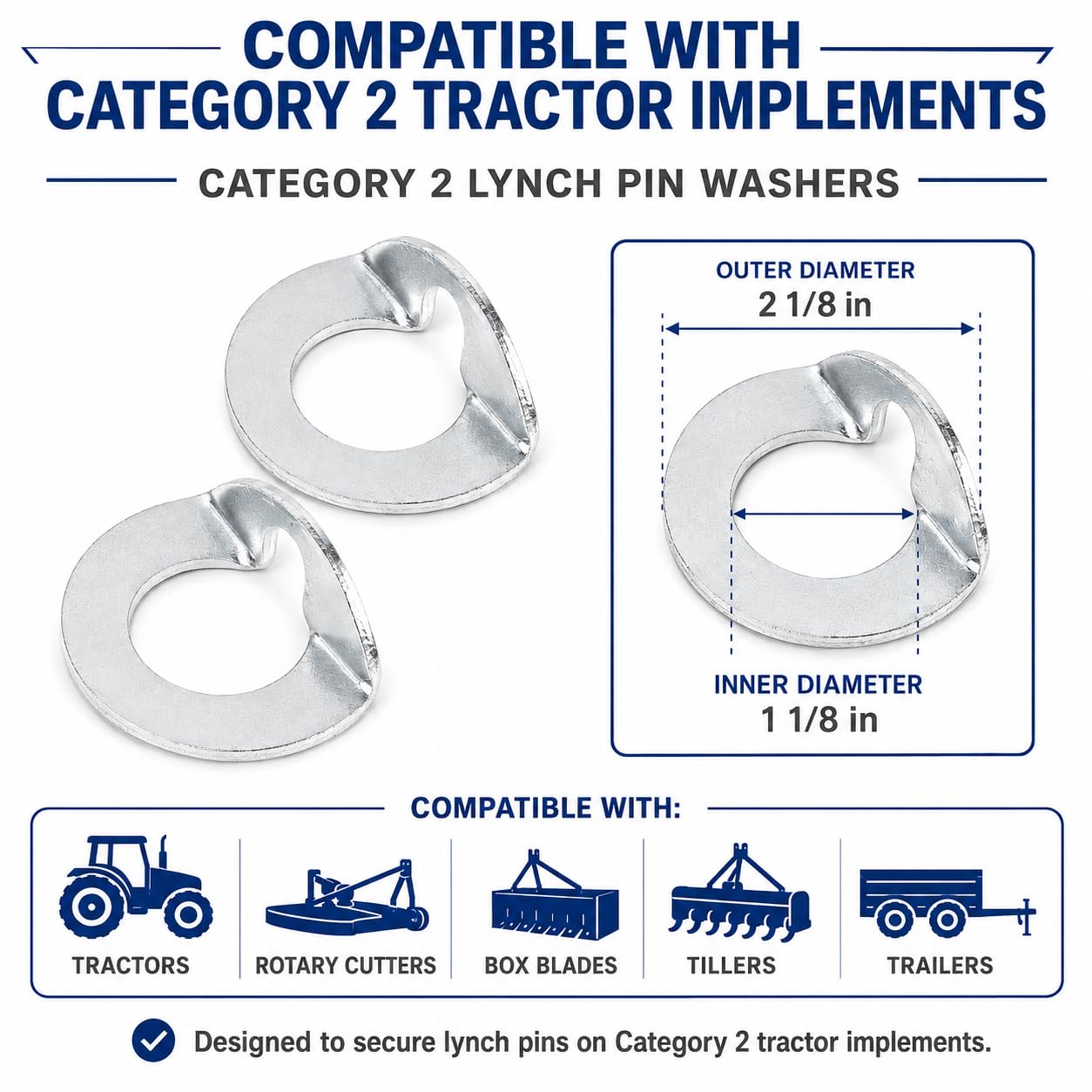 Cat 2 Implements Lynch Pin Washers Accessories, Cat 2 3-Point Accessories