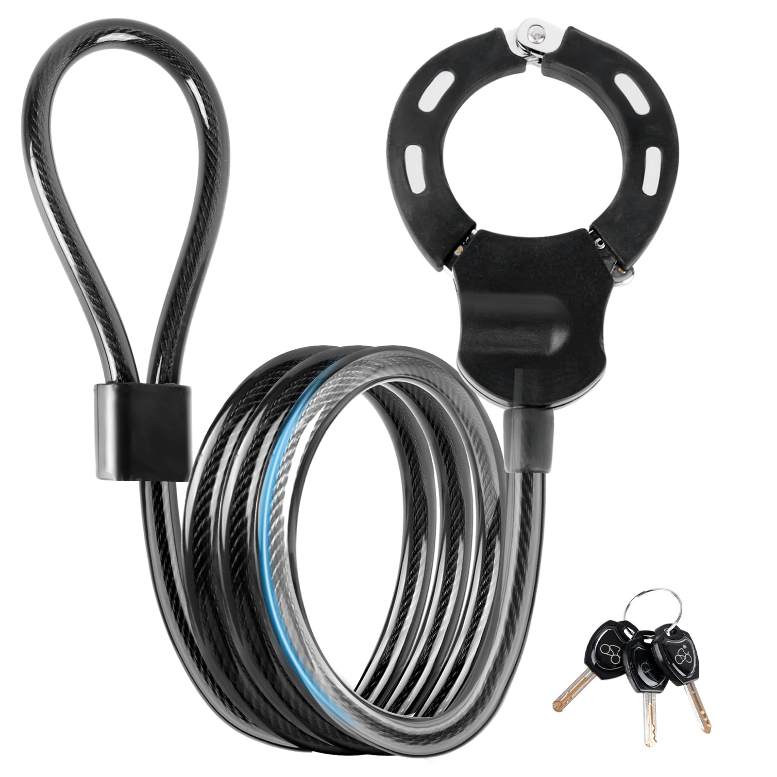 Electric Scooter Lock Anti-Theft Bike Lock, 120 cm/14 mm High Security Steel Cable Locks with 3 Keys, Ideal for Scooters/Motorcycles/Fences and Children's Strollers