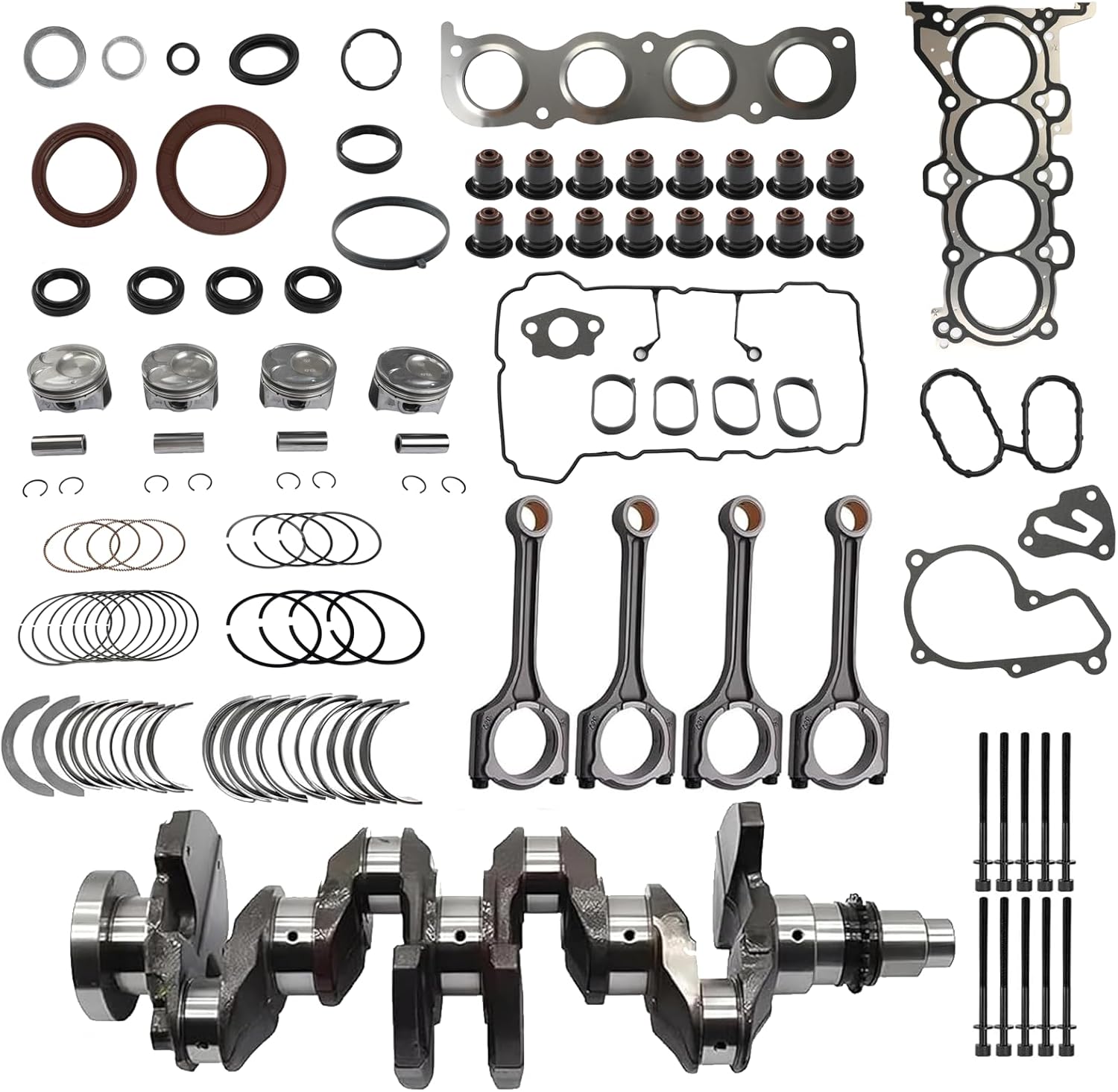 G4NC 2.0 Engine Head Gasket Set & Crankshaft w/Connecting Rods Piston Fit For Hyundai Tucson Elantra Kia Sonata Forte Soul Sportage Forte Carens 2.0L 2012-2021 DOHC 23110-2E501 23110-2E501