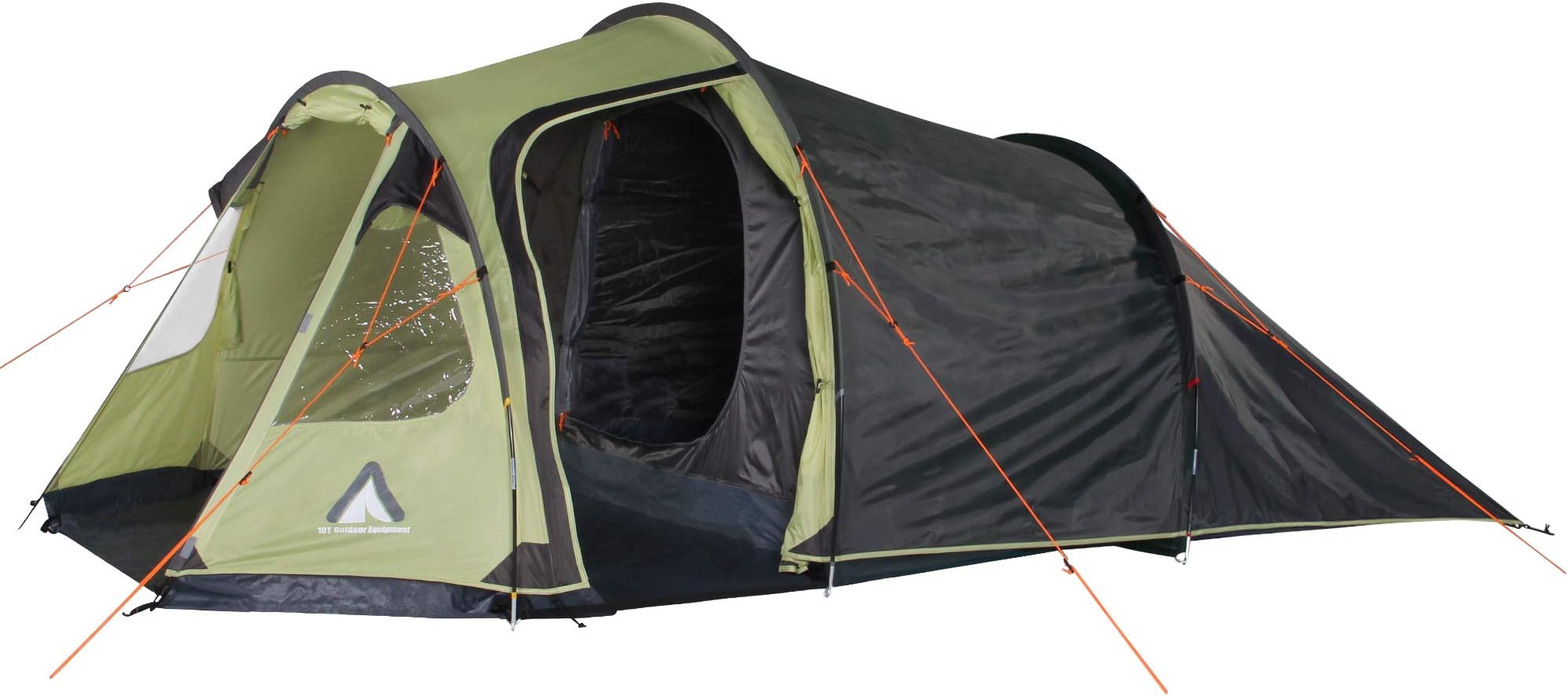 10T Outdoor Equipment Unisex - Adult Mandiga Beechut 5 Man Tunnel Tent Waterproof Camping Tent 5000mm Family Tent + Standing Height Green